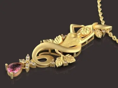 Angel pendante Sculpture jewelry gold 3D print model