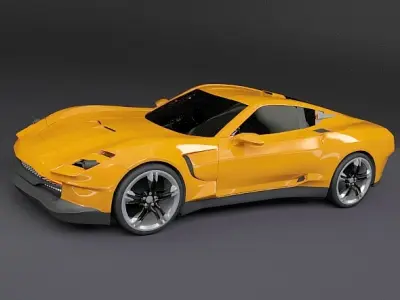 Yellow sports car 3D model