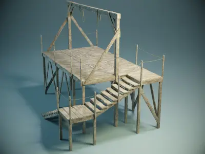 Gallows Scaffold PBR Low-poly 3D model