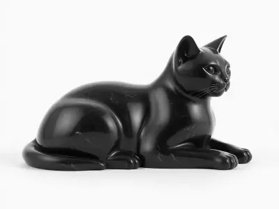 Elegant Black Cat model pack Low-poly 3D model
