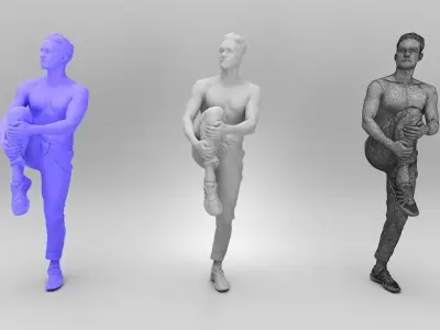 Athletic man stretching leg 366 Low-poly 3D model