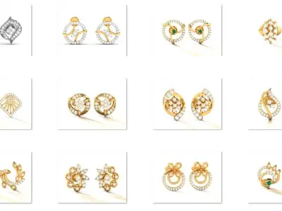 45 Tops Earrings  3dm render details bulk collection  3D print model