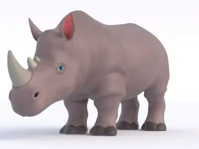 Cartoon Rhino Low-poly 3D model