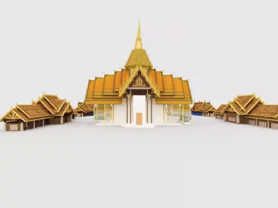 Thailand architecture Low-poly 3D model