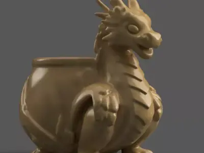 dragon planter - vase - garden urn - candy dish - candle holder 3D print model