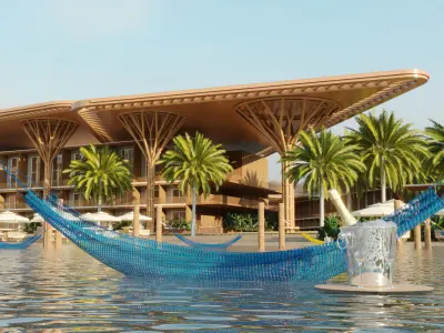 hotel de luxo na praia 3D model