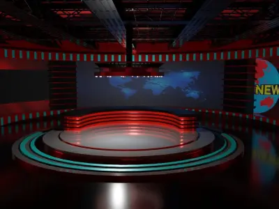 TV Studio News Low-poly 3D model