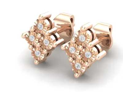 AV 670 illusion Diamond Stud Earrings 3D print model