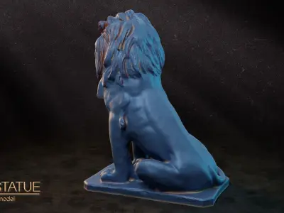 Lion sitting 3D printable for decoration and Tabletop 3D print model