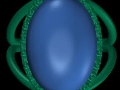 Oval Stone  Ring Ready Printable Model 3D print model 3D print model