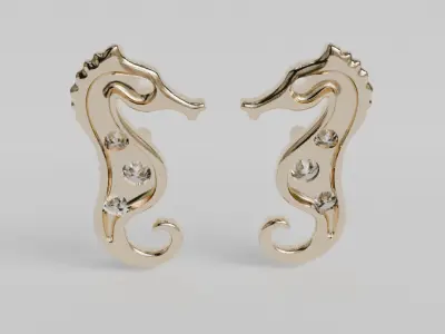 pendientes caballos de mar 3D print model