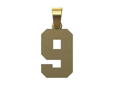 NBA font number 9 pendant charm with bail 3D print model