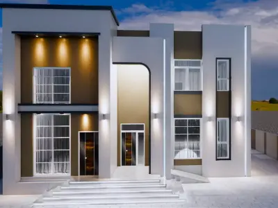 modern villa 3D model 11