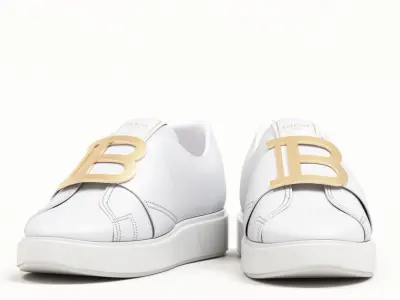 Balmain White Leather B Court Sneakers With Monogram Low-poly 3D model