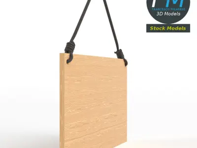 Hanging wooden sign 3D model