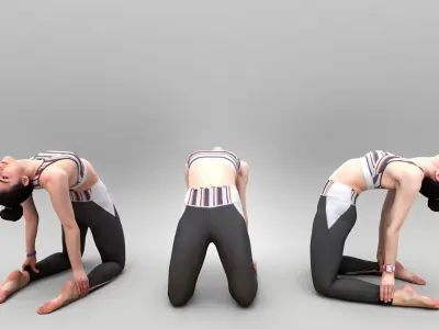 Fitness woman stretching in gym 438 Low-poly 3D model