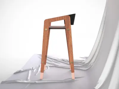 Mid-Century Modern Design Bar Stool Scandinavian Design 3D model