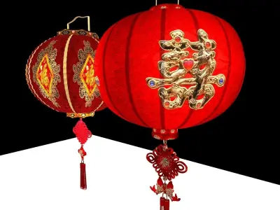 Chinese red lantern  3D model 23