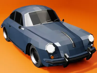 A Classic Porsche 356C Low-poly 3D model