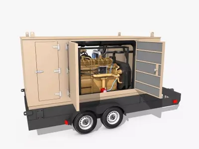 Yellow Generator on Wheels 3D model