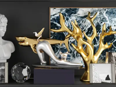 Decorative set of sculptor and decoration elements 3D model