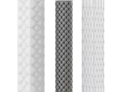 Three decorative columns of capitone 3D model