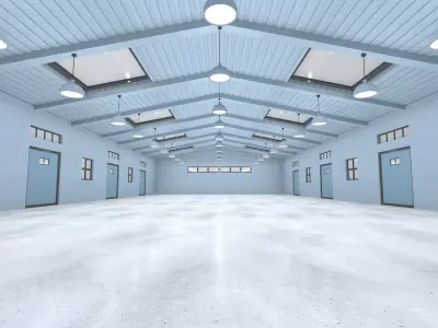 Warehouse industrial building Low-poly 3D model