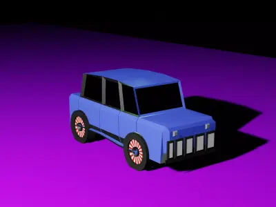 Low Poly Stylized Bleu Car 3D Model  Free low-poly 3D model