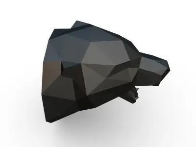 trophy bear head low poly 3D print model