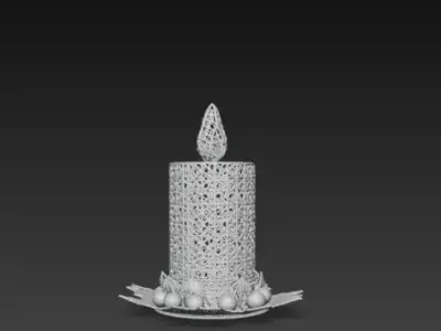 3D Christmas Candle Model Festive Holiday Decor 3D print model