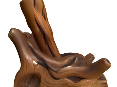 Rustic Wood Pen Desk Organizer Low-poly 3D model