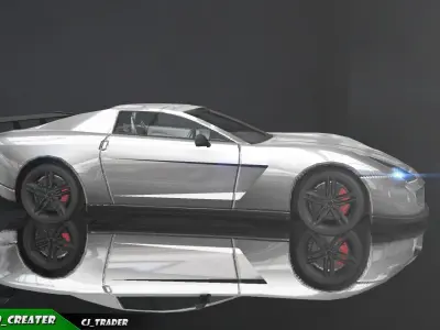 Lowpoly Super Racing Car Concept 3D Model Low-poly 3D model