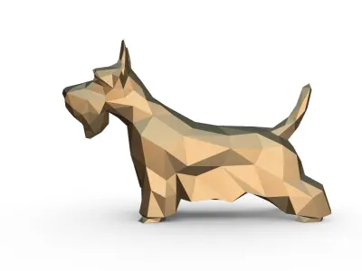 Scottish Terrier figure low poly 3D print model
