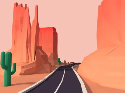 Cartoon Low Poly Monument Valley Landmark Low-poly 3D model