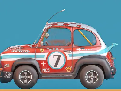 Super fury cartoon rally lowpoly car Low-poly 3D model