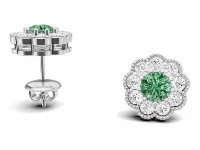 Vintage Floral Stud Earring Design For Women 3D print model