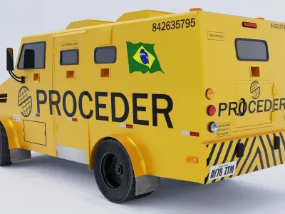 Bank Armored Car Low-poly 3D model