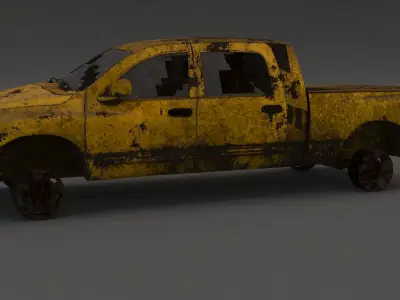 destroyed cars Low-poly 3D model