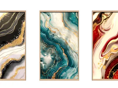  Luxury Abstract Wall Art  3D Framed Set 3 Panels Low-poly 3D model