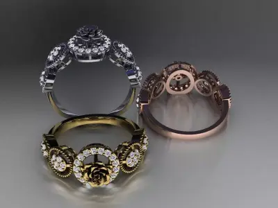 Luxury Rose Woman Diamond Ring  3D print model