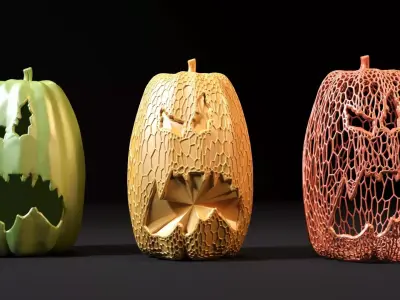 Set of pumpkins 3D print model