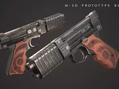 M-5D Prototype Blaster Low-poly 3D model