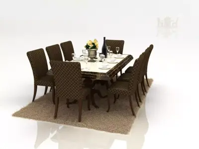 table dining and chairs 3D model