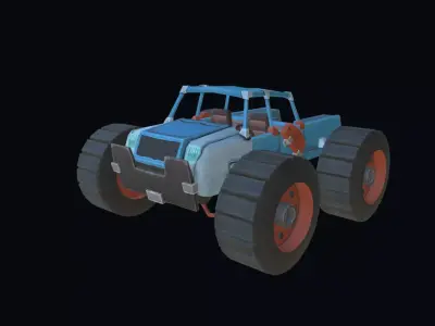Cartoon Car Low-poly 3D model 6