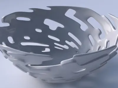 Bowl wide with smooth cuts and bulges   3D print model
