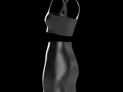 Female leather top and skirt 3D model