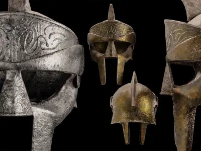 battle armor  Old war helmet Low-poly 3D model