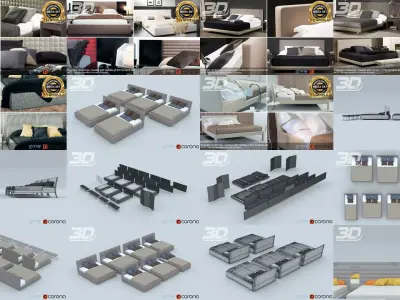 Mega Bed Set vol2 3D Model Pack