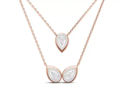 Layered Pear Shape Double Drop Diamond Pendant Necklace  3D print model