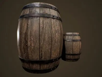Barrels - PBR Game Ready two wooden Low-poly 3D model